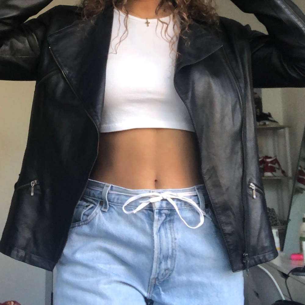 Black lam leather jacket